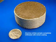 Example of chemical vapour infiltration of a porous substrate (alumina) with a uniform layer of nickel throughout the substrate