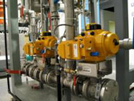 Pilot plant solenoid valves at the full scale pilot plant at CVMR® Laboratories in Toronto